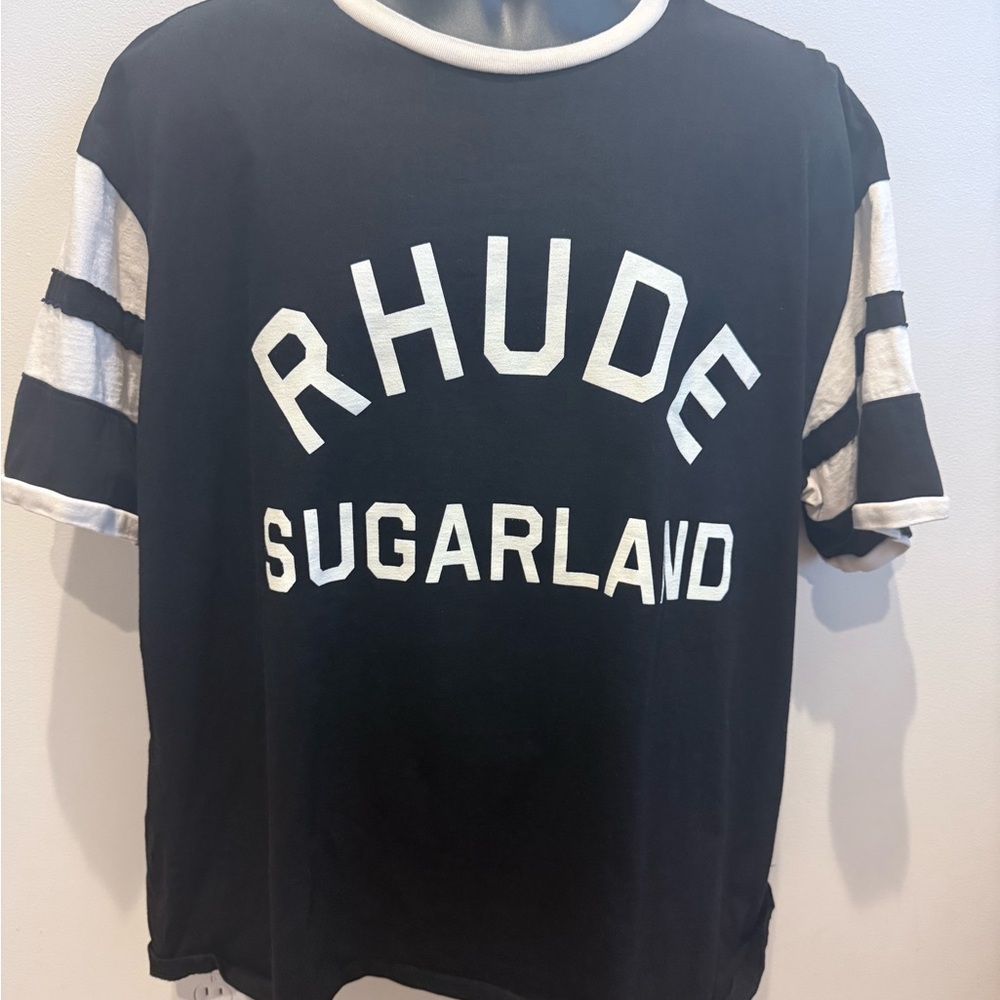 Rhude Black and White Varsity Tee
